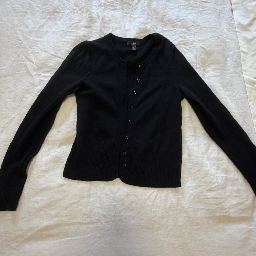 Aqua Cashmere Black Cardigan